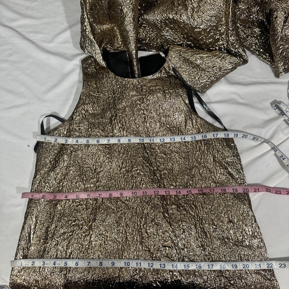 NWT MAC DUGGAL [ Small ] High Neck Cape Sleeve Metallic Trapeze Mini Dres J2010 - Picture 4 of 16